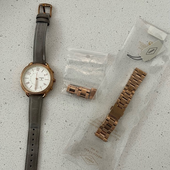 Fossil Women's Hybrid White Dial Rose Gold Stainless Steel Smartwatch - Picture 4 of 4